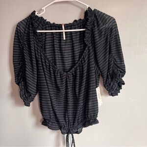 NWT Free People Dorothy Striped Top Black Blue S